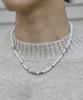 Maz Steel Pearl Metal Ball Point Necklace