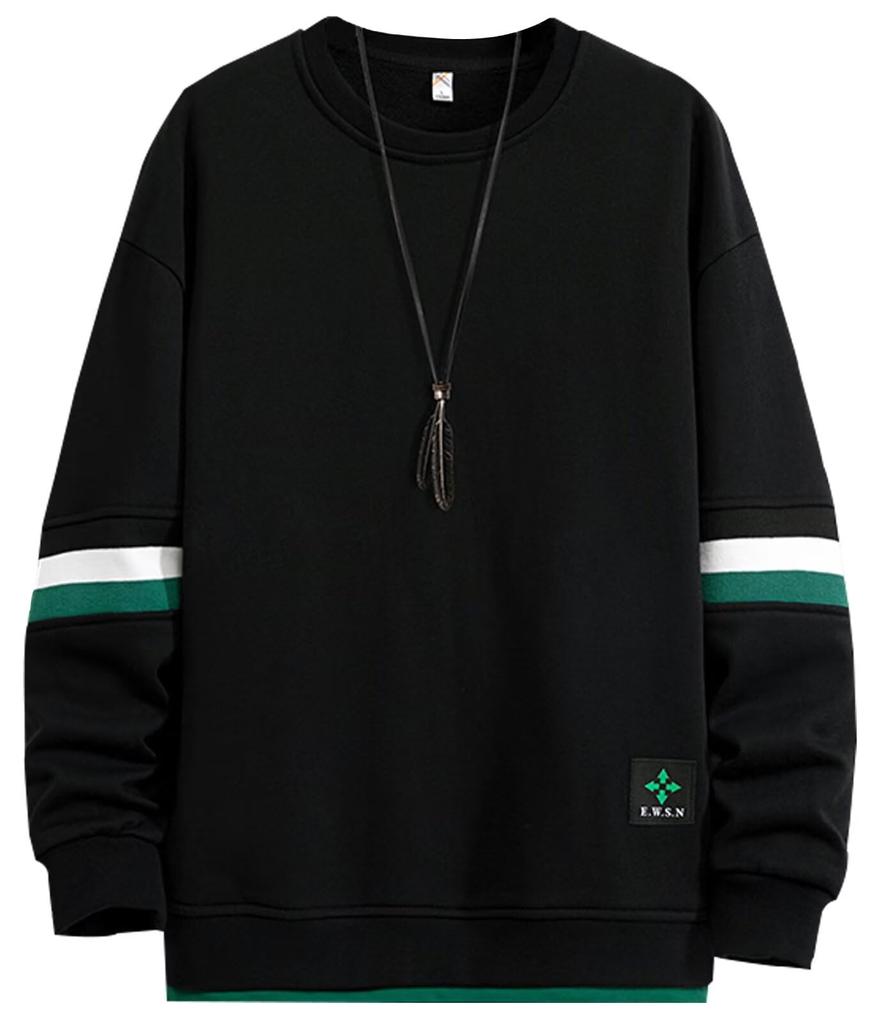 Bligo Long Sleeve Plus Round Layered Logo Long Sleeve Loose Solid Brand Men's Sweatshirt, Size, Neck, Look, Print, Pullover, T-Shirt, Oversized,