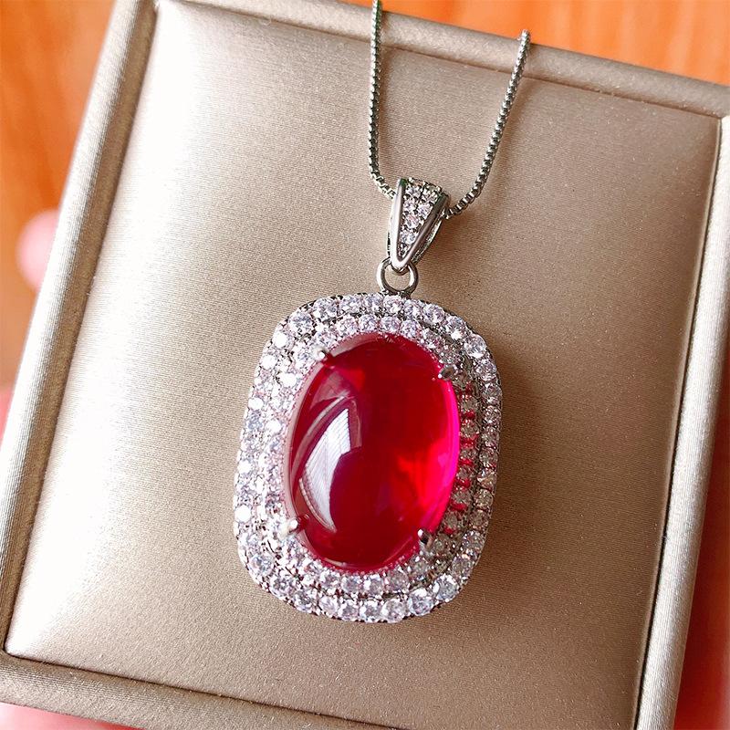 Jewelry Copper Bottom Gold-Plated Ice Seed Fluorescent Denier-Shaped Plain Surface Light Body Temperament Set Main Stone 13 * 18