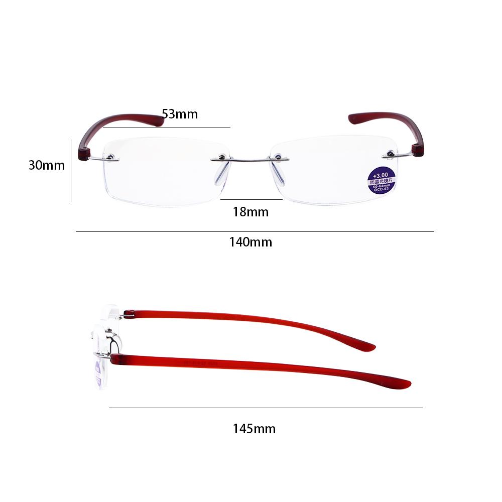 Presbyopia Eyeglasses Rimless Hyperopia Eyewear Computer Eyeglasses Anti Blue Light Reading Glasses