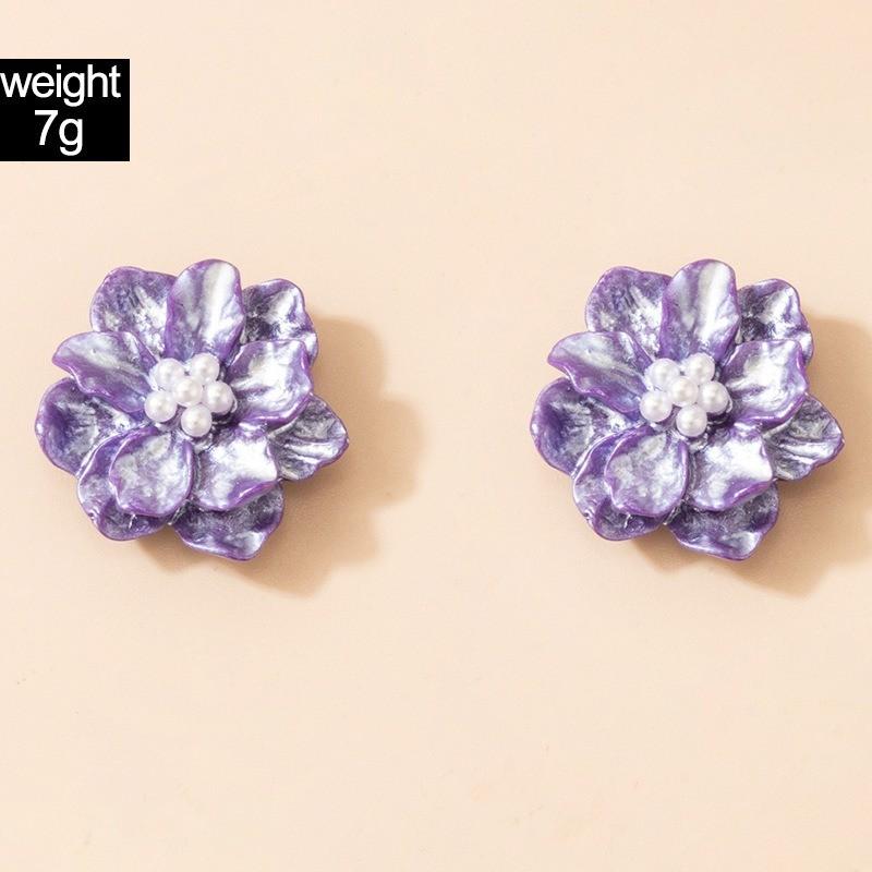 Pinkdudu Sweet Pink Flower Resin Bead Earrings Trendy Elegant Stud Earrings Simple Women Jewelry PD2269