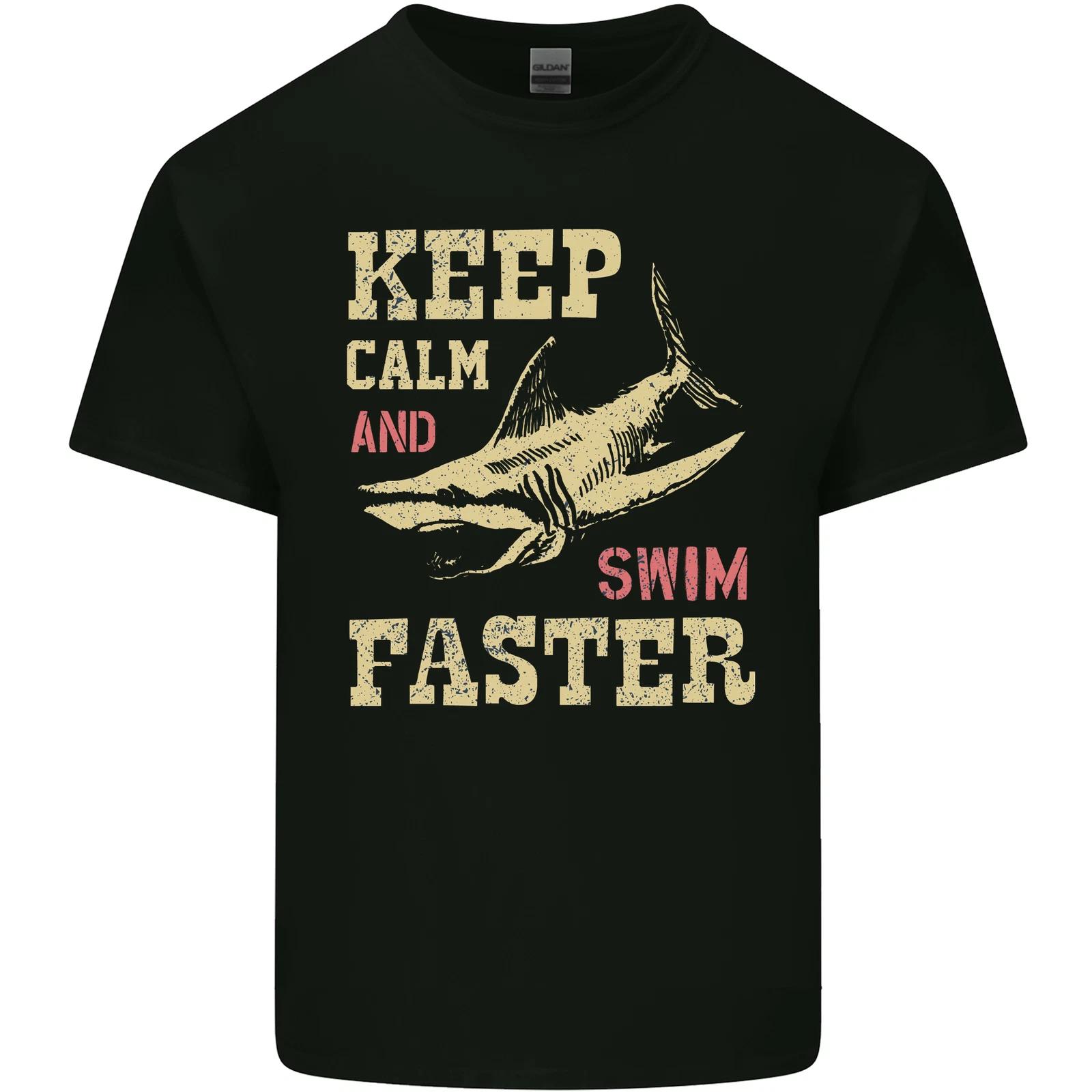 Keep Calm Funny Scuba Diving Shark Diver Swim Kids T-Shirt Childrens XL