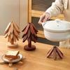 Wooden Tree Heat Insulation Coaster With Cartoon Design For Dining Table Decor