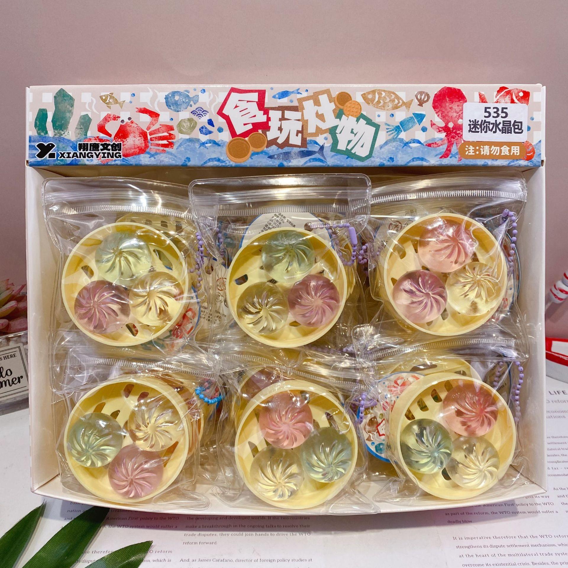 Mini Dumpling Squishy Set met Stoommandje - Zacht Kristal Fidget Sensorisch Speelgoed voor Feestbedankjes white