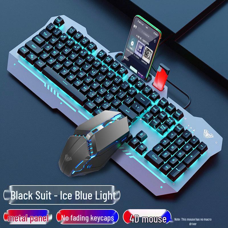 Wolf Spider F3010 Mechanical Gaming Keyboard & Mouse Set - Wired 3-Piece for Laptop/Office.