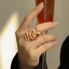 Personality Red CZ Snake Rings for Women Luxury Gold Color Sparkling Paved Crystal Cubic Zirconia Fashion Wedding Jewelry