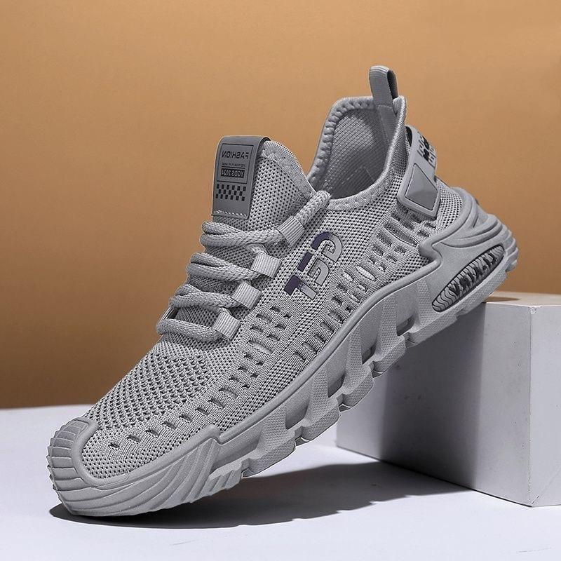 Flying woven mesh men's shoes are light, breathable and comfortable running shoes, outdoor travel soft sole soft surface trendy casual shoes