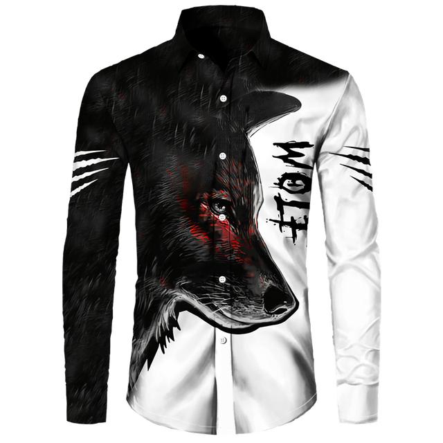 Мужские рубашки с 3D принтом Cool Wolf — фото 9