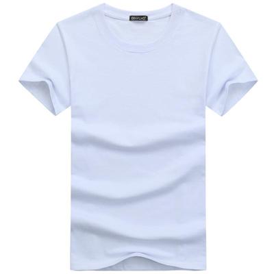 2025 Summer Pure White Men's Plus Size Short Sleeve T-Shirt, Plain, Youth Style