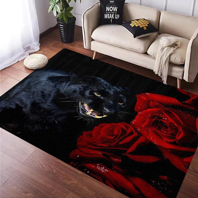 Rose leopard print carpet African cheetah room decoration Large Area Rugs Living Sofa Doormat Non Slip Hallway Balcony Floor Mat