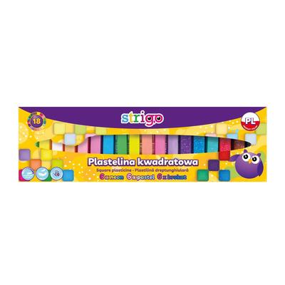 Square Plasticine 18 Colors (6 X Glitter 6 X Pastel 6 X Neon) Strigo