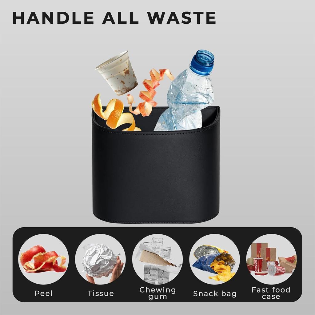 Car Trash Can - Mini Leakproof Car Trash Bin, Artificial Leather Garbage Organizer For Any Cars,Sedans,SUVs & Trucks,Easy-To-Tall Automotive Garbage