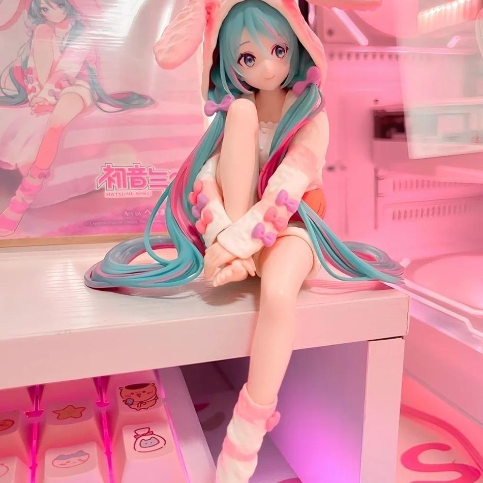 Anime Figure Noodle Stopper Figur Rabbit Ear Pajamas Series Model Ornaments Toy Doll Action Collection Gifts HATSUNE MIKU Poseable Articulated Scale