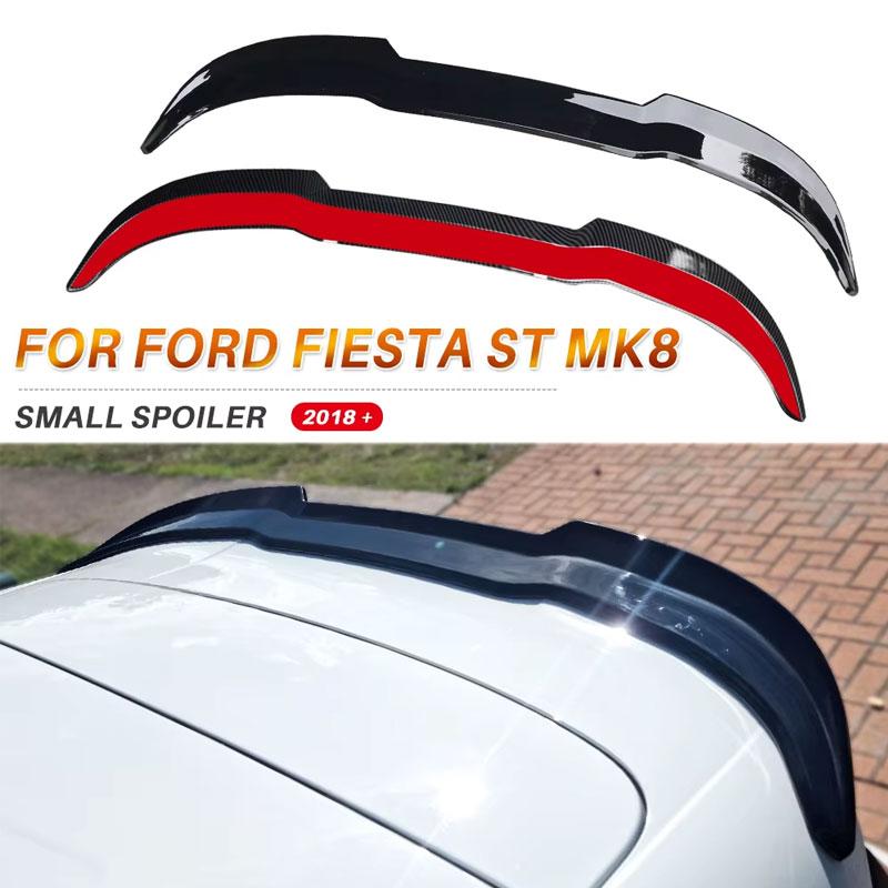 Spoiler für Ford Fiesta MK8 8.5 ST 2018-2022 Heckverlängerung Kleiner Flügel Heck ABS Hochglanz Schwarz Carbon-Stil Autozubehör