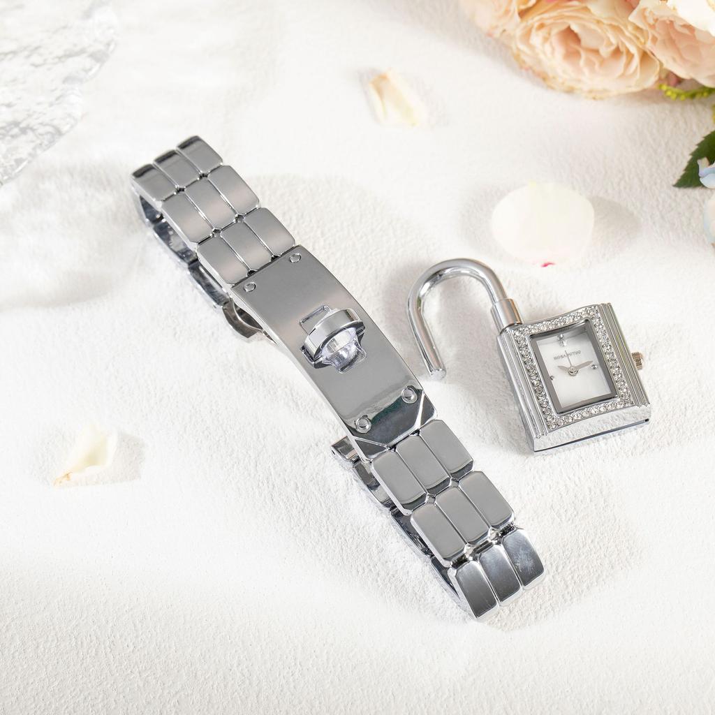 Bracelet Montre Bracelet Serrure Concave Personnalité Féminine Créative Pendentif Diamant Montre Serrure Montre Quartz Féminine