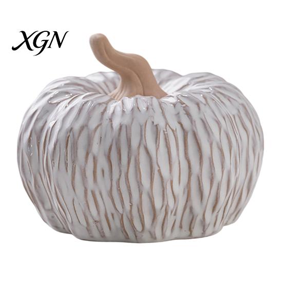 Matte White Harvest Gifts Ceramic Pumpkin Fall Table Centerpiece, Realistic Fake Figurine Nordic Style Home Accessories for Autumn Halloween
