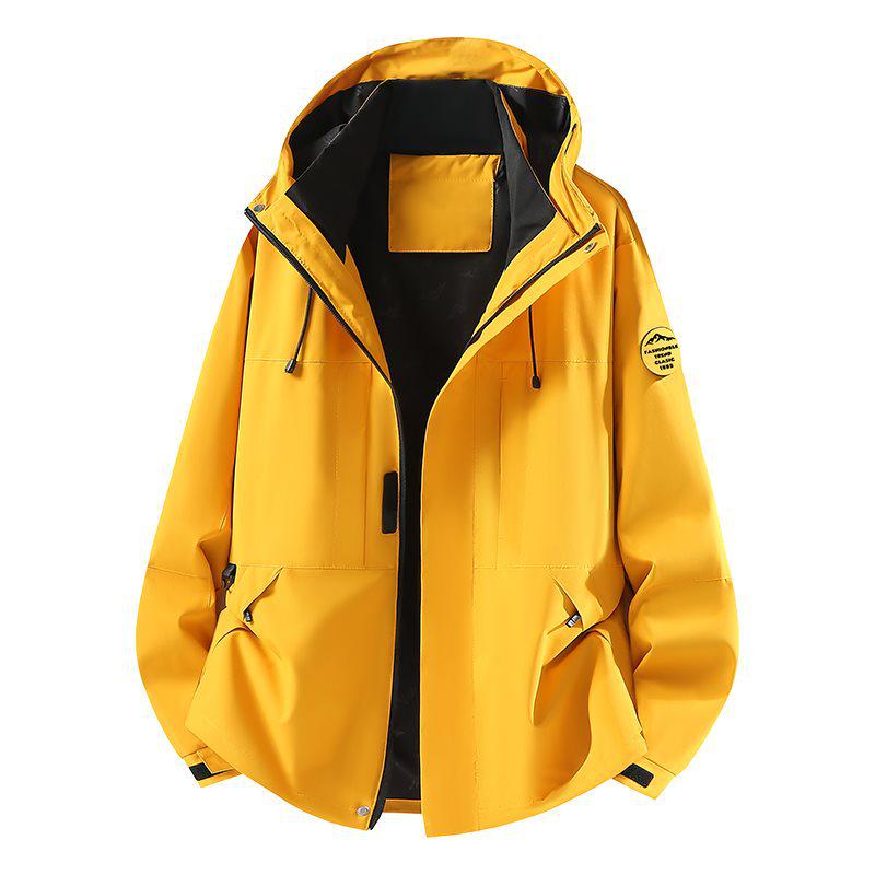 Spring Outdoor Sports Single-Breasted Casual Jacket - Versatile, Three-Proof, Solid Color Design for Couples