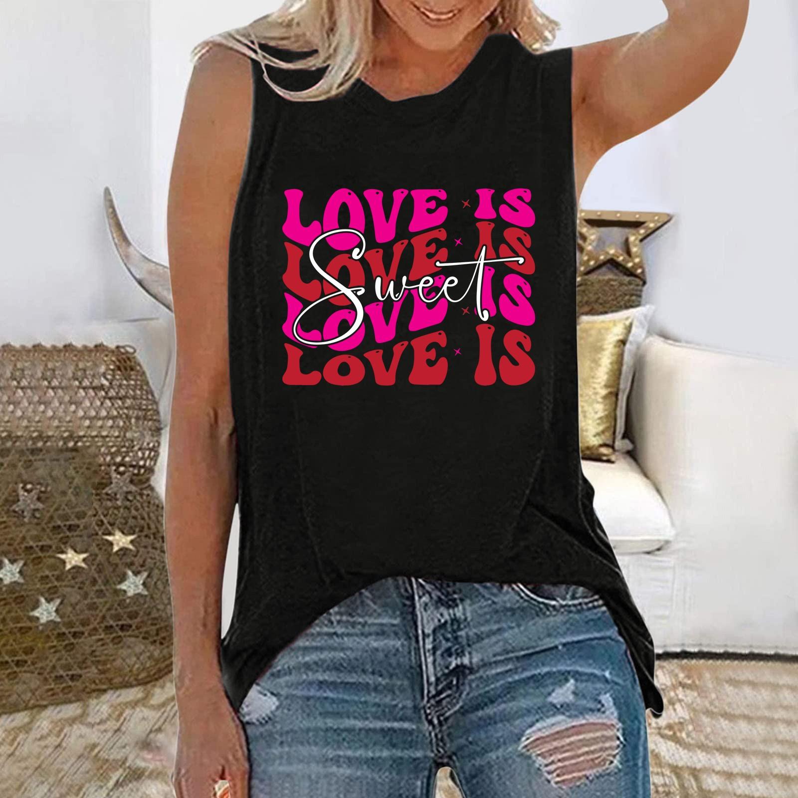 

Женская модная повседневная майка без рукавов с классическим принтом ко Дню святого Валентина, классическая футболка унисекс XL винный