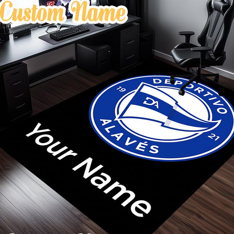 Custom Name Deportivo Alaves Crest  Rug, Office Rug, Chair Rug, Carpet for Living Rooms, Doormat Game Rug Home Decor Christmas Gifts
