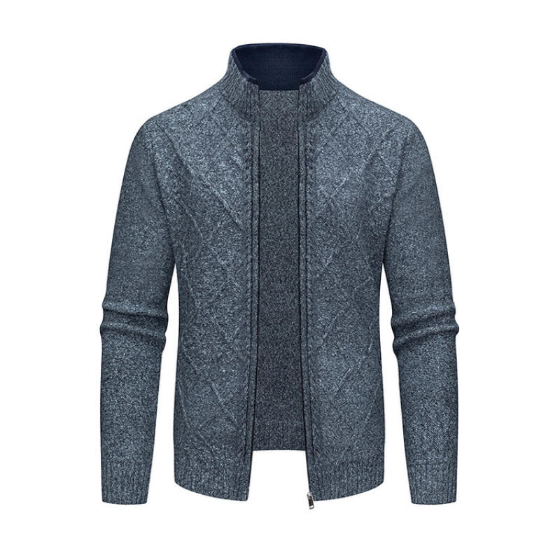 Men's Autumn Winter Knitting Sweatercoat Stand Collar Cardigans Warm Fashion Knitted Coat Male Sweater Jacket Loose Outwear Man