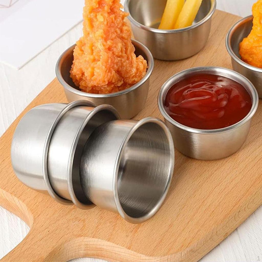 6x Dressing Container Dipping Dish Sauce Cups with Cover Pan Condiment Cup for Cafe