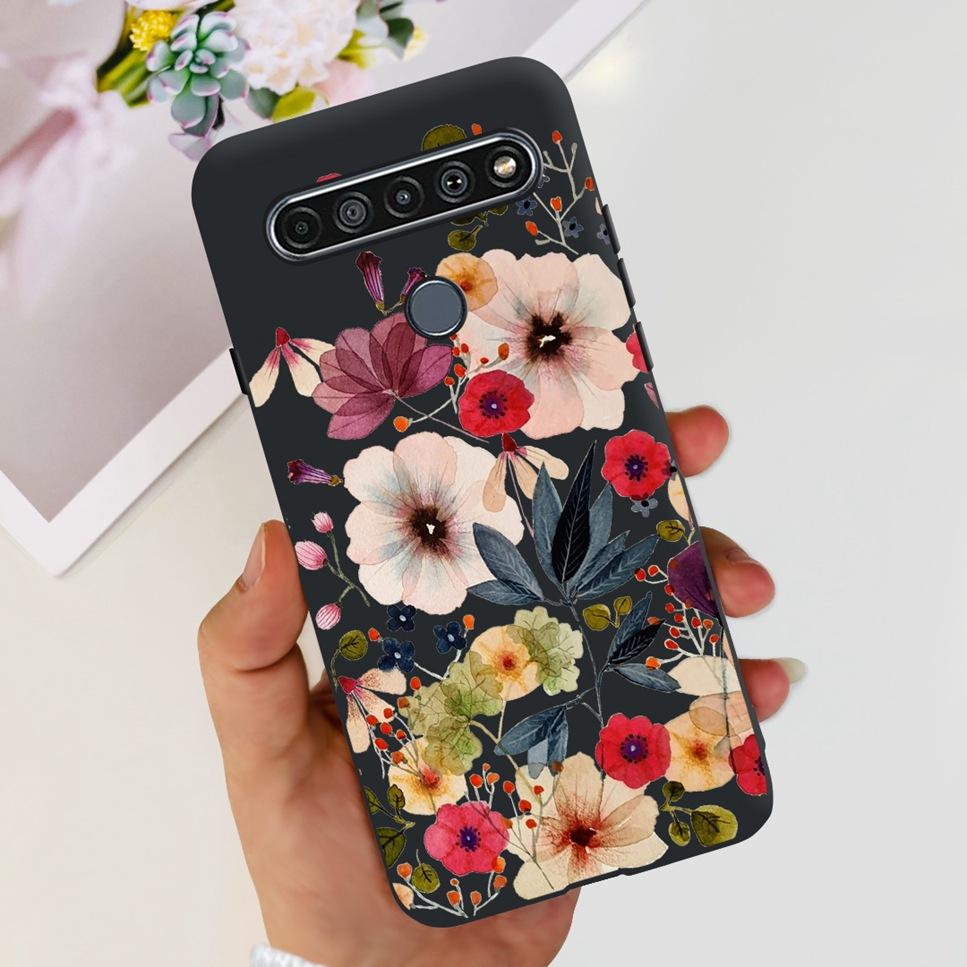 For LG K41S K 41S Case 2020 Black Silicone Cute Fashion Flower Shockproof Bumper For LGK41S LM-K410 Phone Back Cover 6.55" Funda