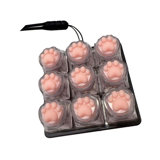 

9-Keys Fidget Keyboard Toy Stress Anxiety Relief Cat Paw Keyboard Finger Clicker Keychain Portable Decompression Button Sensory Toy L