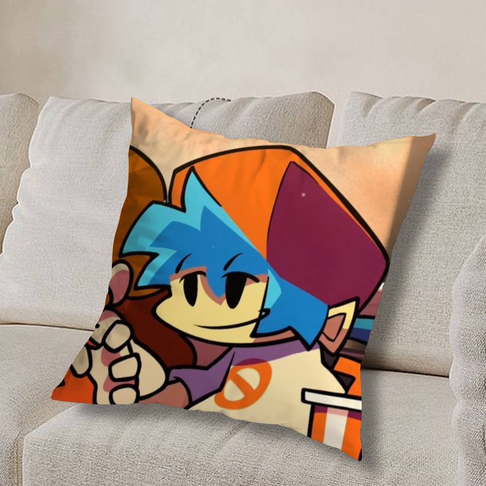 F-Friday Night Funkin cool Pillow Case Square Double-Sided Printing Short Plush Sofa Cushion Cover Bedroom Bedside Pillow