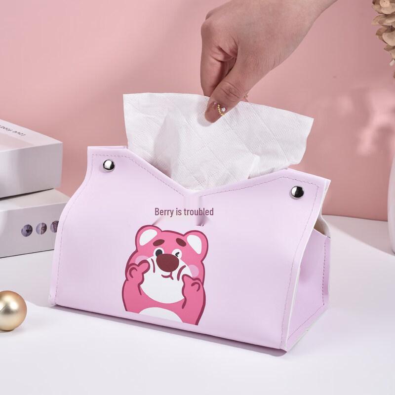 

LIEI Cute Cartoon Strawberry Bear Tissue Box