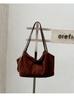2026 Luxury Retro Suede Leather Tote Bag: High-End Frosted Cowhide Women's Shoulder Bag