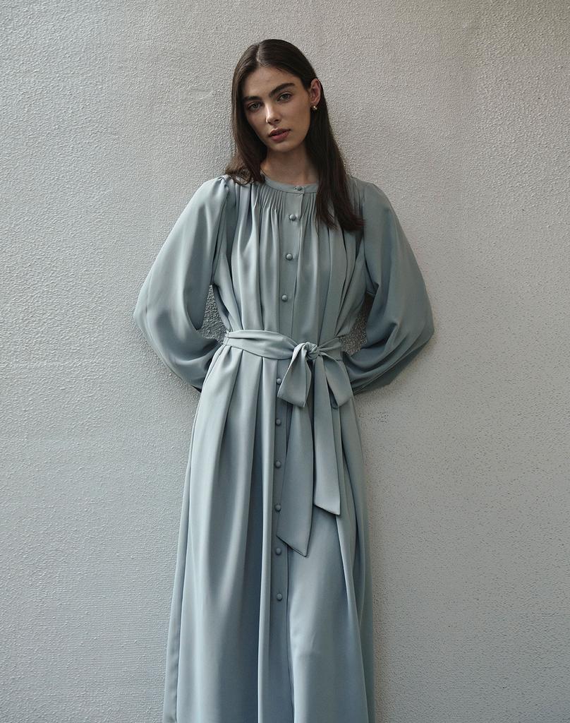 GIEMAR Round Neck Long Dress Green