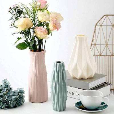 Plastic Vase Home For Decoration White Imitation Ceramic Flower Pot Plants Basket Nordic Wedding Decorative Dining Table Bedroom