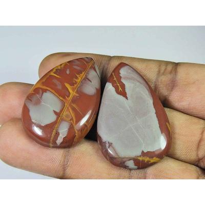 38-40MM Natural Noreena Jasper 2Pcs Pear Cabochon Loose Gemstone 101Cts. SK-4232