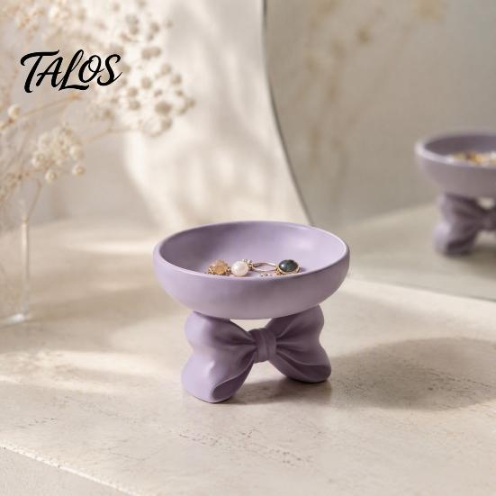 Practical Dressing Table Decor 3D Printed Elegant Bow Jewelry Tray, Purple Ring Earring Holder, Sweet Style Ornament Holder Decorative Vanity