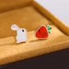 Fashiona Cute Rabbit Carrot 925 Silver Jewelry Personality Asymmetrical Sweet Earrings for Women E032