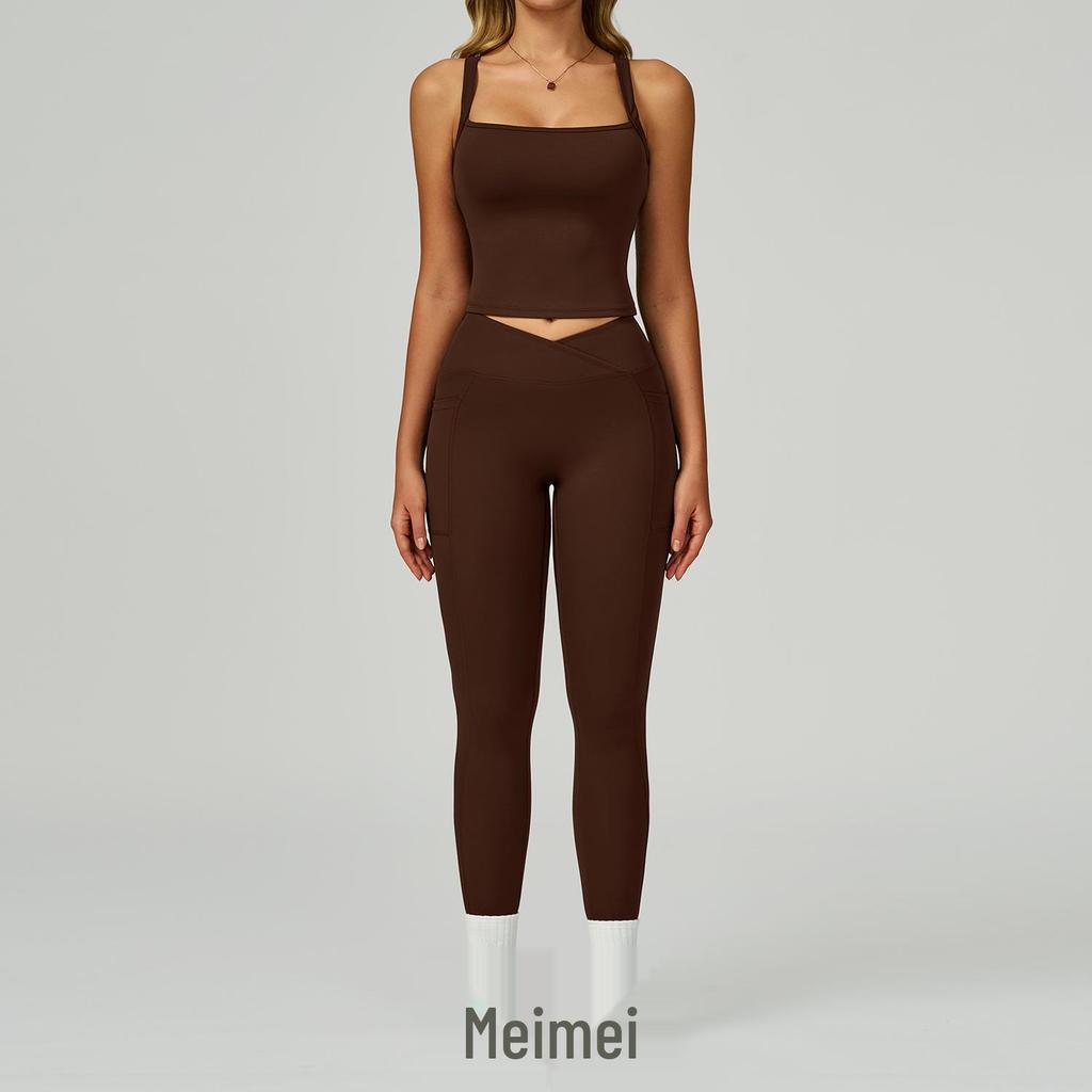 Women's Nude Feeling Yoga Set: High-Waist, Hollow-Back, Tummy Wrap, Tight-Fit for Running and Fitness