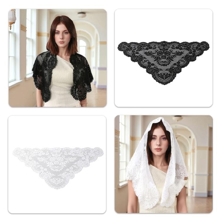 Lenço Bordado Elegante Cobertura Triangular para a Cabeça Lenço Multifuncional Tecido de Poliéster Para Festa de Casamento