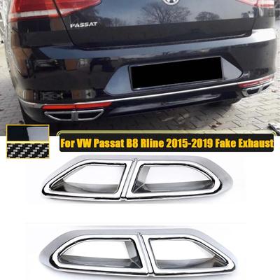 For VW Passat B8 Rline 2015- Fake Exhaust Four Holes Exterior Pipe Mufflers Frame Rear Bumper Cover Decor Car Accessories