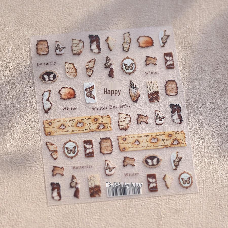 

Magico Moji Ferro Простые коричневые наклейки для ногтей с бабочками (TS-3941)