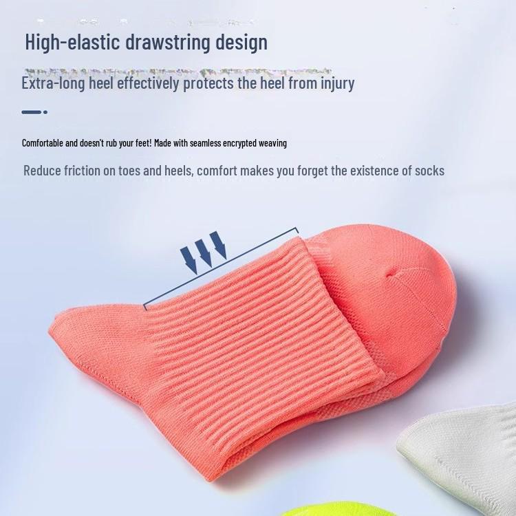 Unisex Breathable Mid-Tube Running, Basketball, and Badminton Socks for Spring and Summer.