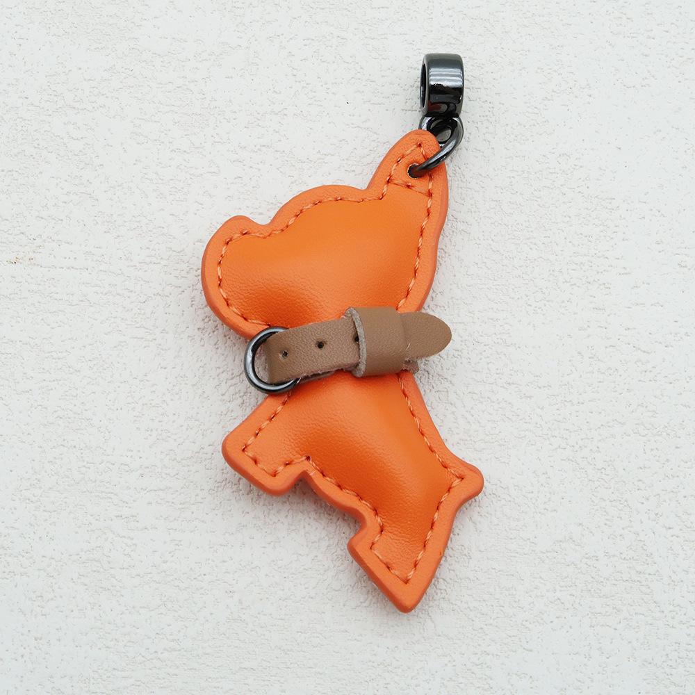 Handmade French Bulldog Genuine Leather Keychain with Anti-Lost Woven Rope Lanyard.