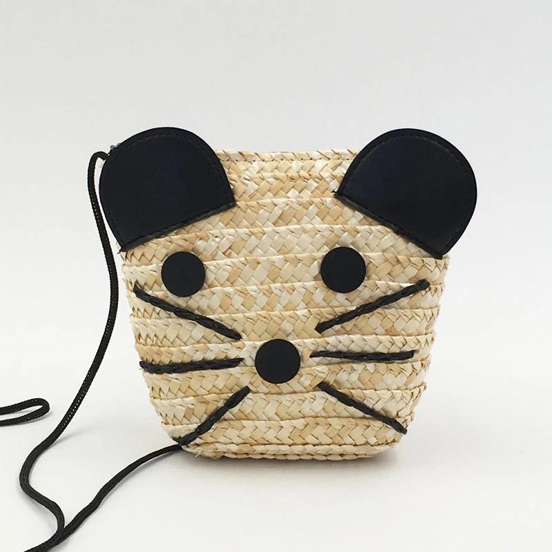 

Cute Mouse Wheat Straw Beach Bag Woven Women s Shoulder Crossbody Bags Female Messenger Bag Mini Handbag Zero Purse Travel Pouch