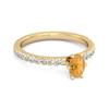 Citrine Oval Solitaire Ring - 925 Sterling Silver Gold Vermeil