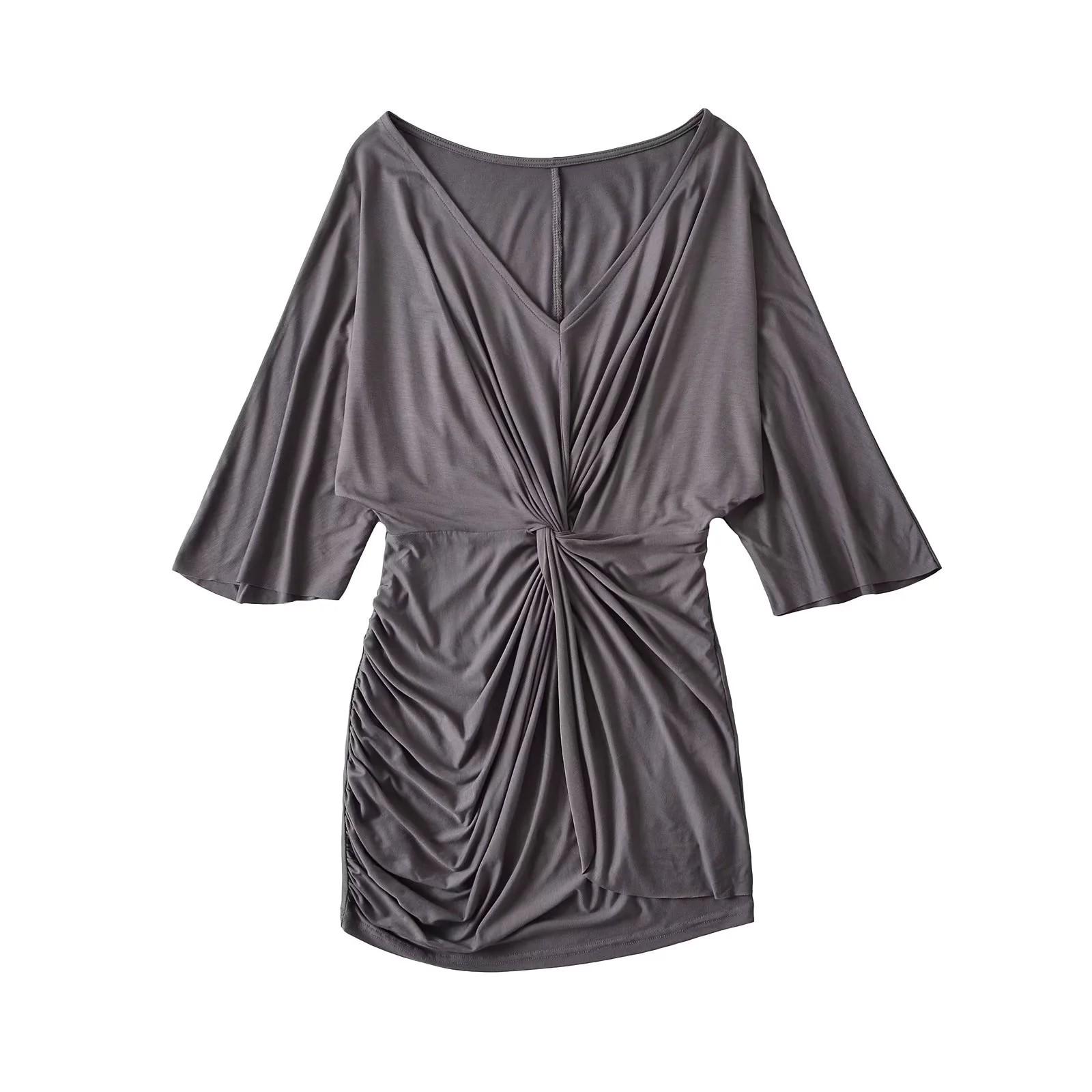 

Elegant Midi V-Neck Ruffled Bodycon Dress - Spring/Summer 2025 Collection Large темно-серого