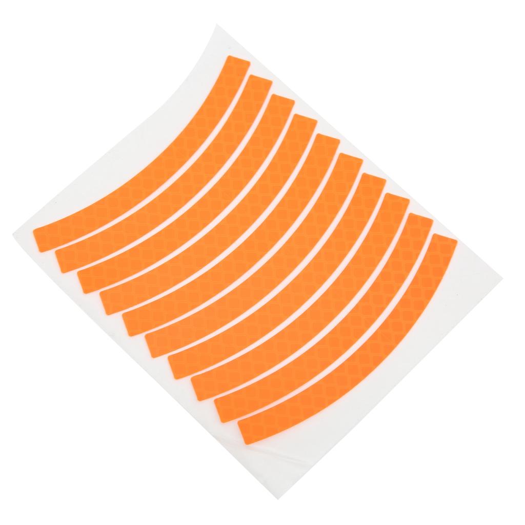 10pcs Bike Wheel Rim Reflective Stickers Waterproof Bicycle Safety Warning Sticker Tape Decoration (Orange)