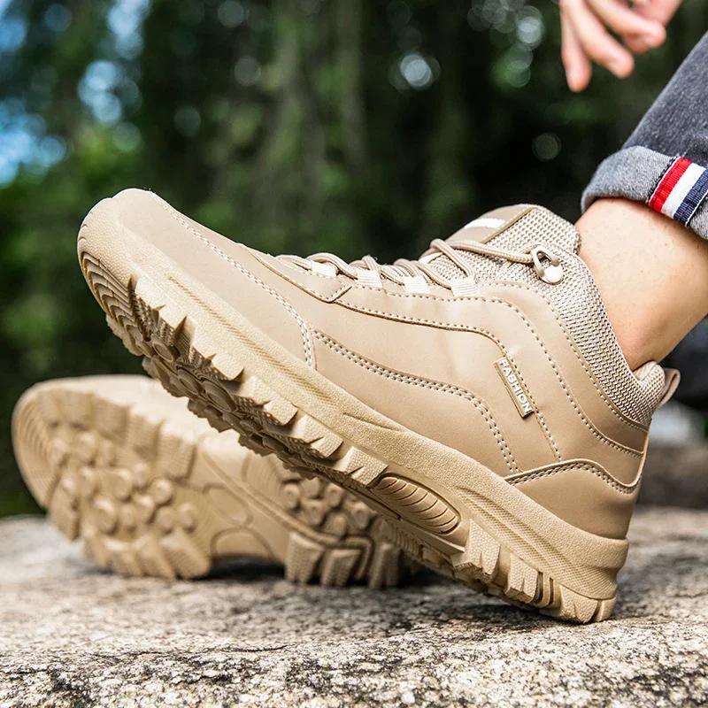 Men Tactical Boots Waterproof Climbing Shoes Army Lace Up Outdoor Plus Size Male Motorcycle Hiking Shoes Breathable Casual Brand