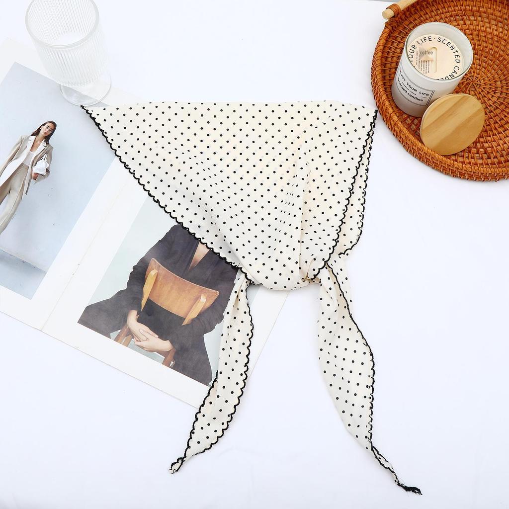 Foulard in Seta a Pois Coreano - da Donna 2025 Cravattino Triangolare da Collo e Foulard, Stile Vacanza Francese
