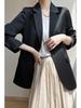 White Silk Satin Women's Suit Jacket - High-End Korean Style for Spring/Autumn 2025