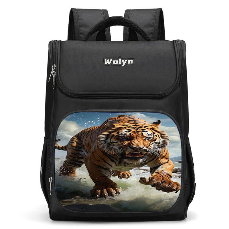 Stylish And Durable Tiger Backpack For Elementary School Kids Unisex High Capacity