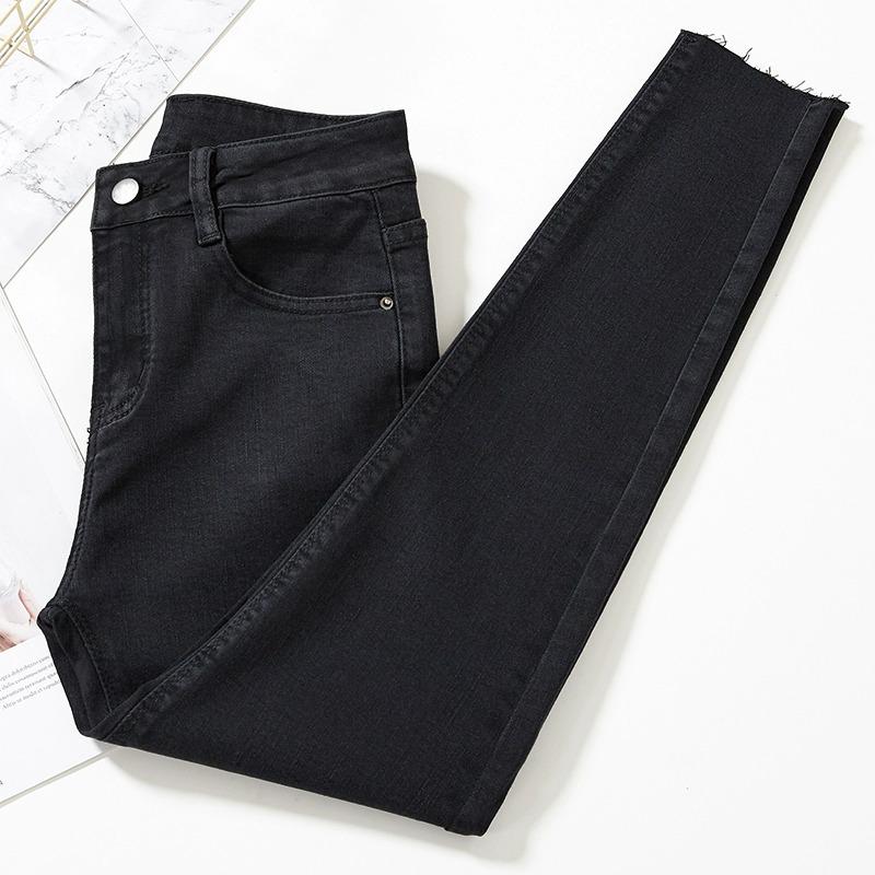 

2025 Women s High Waist Plus Velvet Skinny Jeans - Slimming, Versatile Cut-off Pencil Pants 30